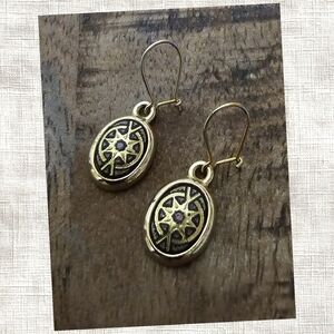 Damascene from Toledo Spain Oval Earrings